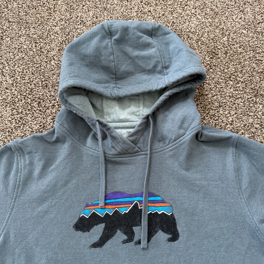 Patagonia Fitz Roy Bear Uprisal Hoody Womens Medium Blue Pullover Sweatshirt